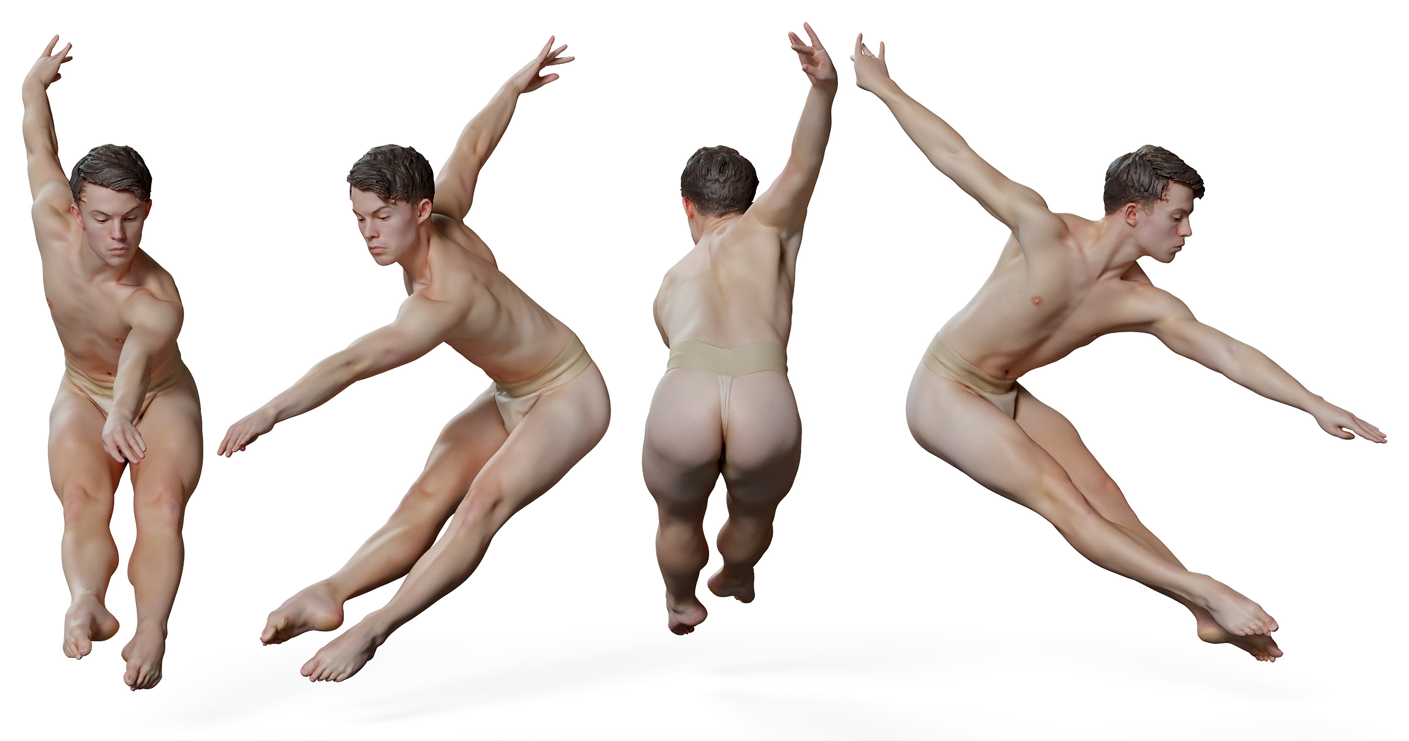 3D male ballet post render zbrush